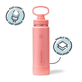 ThermoFlask - Botella de agua de acero inoxidable aislada al aspiradora de doble pared de 24 onzas con tapa de boquilla, coral bañado por el sol