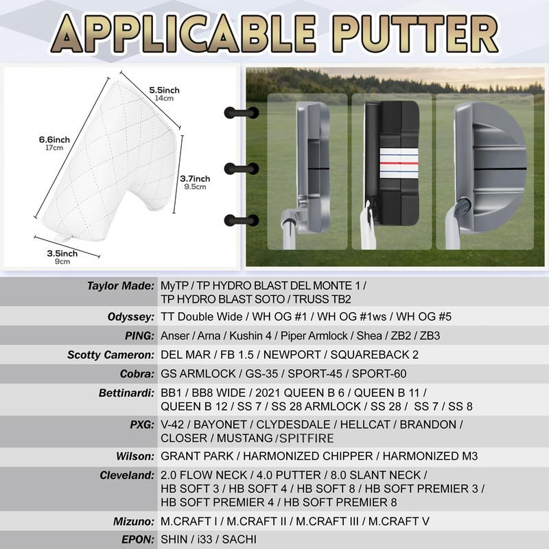 Golf Blade Ping-type Putter Head Cover Magnetic Closure Golf Club