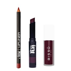 Set Viral de Maquillaje para Labios; Lapiz Delineador y Labial Mate IVY y Lip Oil Bissú (Frutos del bosque)
