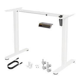 Claiks Standing Desk Frame, Electric Stand Up Desk Frame Workstation Up to 63",T-Shaped Adjustable Standing Computer Desk for Home and Office, (White Frame only)