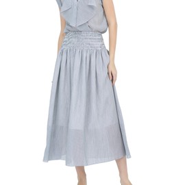 SIXDO G-Blue Stripe Raw Flared Skirt: Trendy Fall Winter Outfit for Women, Skirt for Womens 2025