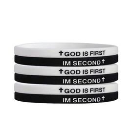 QRH God is First I am Second Silicone Bracelets Christian Bible Verse Rubber Bracelets Religious Christian Quote Bangle Bracelet for Men Women -02