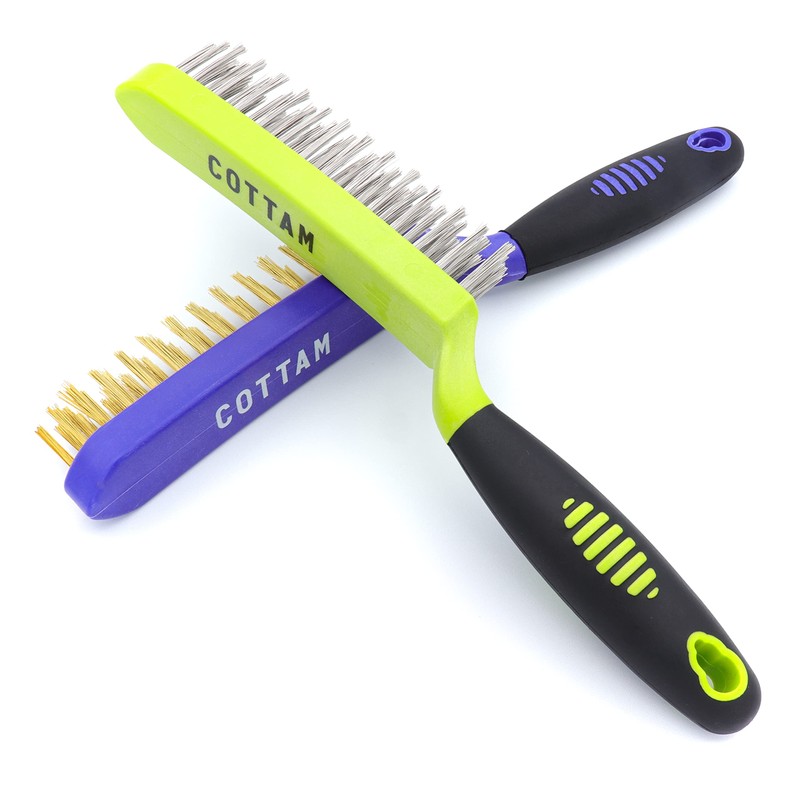 COTTAM Wire Brushes Set | Brass & Stainless Steel Wire
