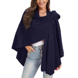 Moss Rose Womens Large Cross Front Poncho Sweater Wrap Topper Knitted Elegant Shawls Cape for Fall Winter