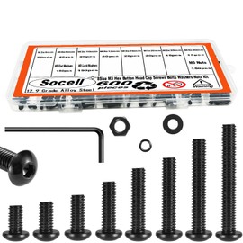 600pcs M3 Screws,M3 Screw Assortment Kit (8 Sizes 6-30mm) for 3D Printer DIY,Hex Button Head Cap Screws Bolts Nuts Washer Kit,12.9 Grade Alloy Steel,Black Oxide,M3-0.5 x 6/8/10/12/16/20/25/30mm