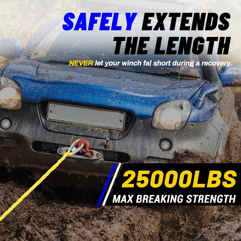 Perantlb Synthetic Winch Rope 1/2" x 50'-25000 lbs Winch Line