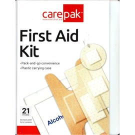 FirstAidCare CarePak First Aid Kit Emergency Travel To Go 21 Pcs Portable Prep Pads Bandaids