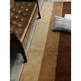 Custom Size Hallway Runner Rug, Slip Resistant, 26 Inch Wide X Your Choice of Length, Squares Brown, 26 Inch X 17 feet