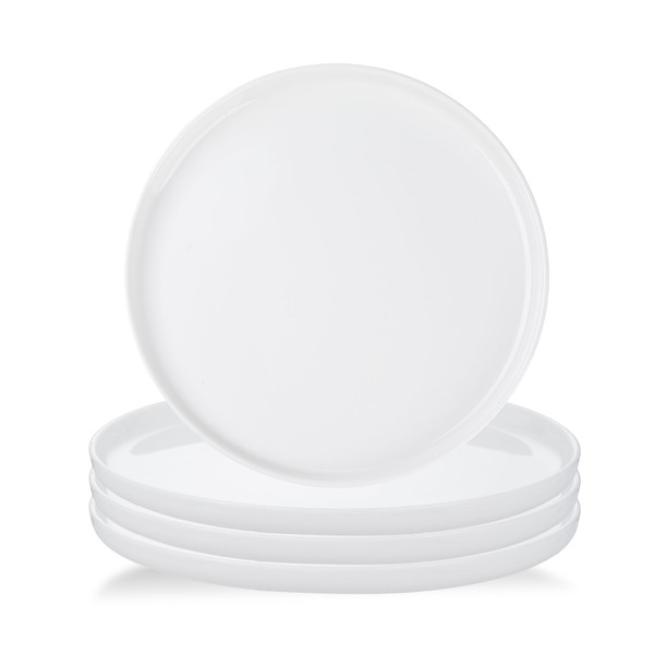 Denique Pars 11" White Plain Ceramic Dinnerware Plates Set -