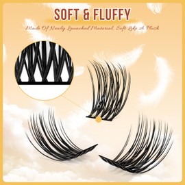 QUEWEL Lash Clusters 12mm Cluster Lashes Eyelash Clusters Soft and Lightweight Barely Feel Lash Cluster Presence Suitable for Complete Beginners' DIY Lash Extensions at Home. (12MM-FDB-01)