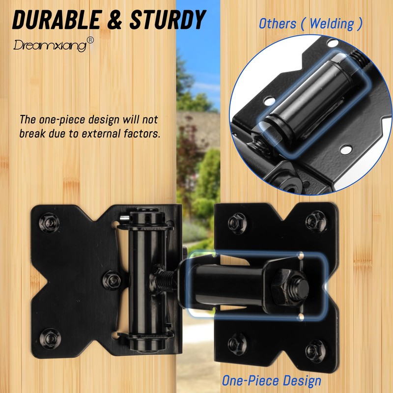 Dreamxiang Non-Weld Self Closing Gate Hinges Adjustable Heavy Duty Hardware