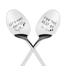 Couple Wife Husband Wedding Gifts Couples Coffee Spoon Boyfriend Girlfriend Christmas Birthday Gift for Women Men Couples Engagement Matching Spoon Gifts for Him Her Couple Spoons for 2