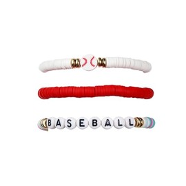 MMIUAEG Football Baseball Baskeyball Volleyball Bracelet for Women Stretch Clay Beaded Rugby Football Bracelet Colorful Clay Beads Game Day Bracelet Set-Baseball