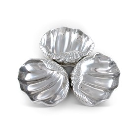 Arthur Court Designs Aluminum Clam Shell 3-Bowls Server 9 Diameter x 1.75 inch Tall
