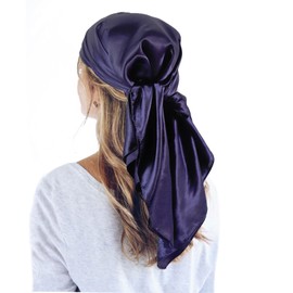 QBSM 35'' Satin Large Square Head Scarf Silk Feeling Neck Scarves Hair Sleeping Wrap Lightweight Headscarf for Women