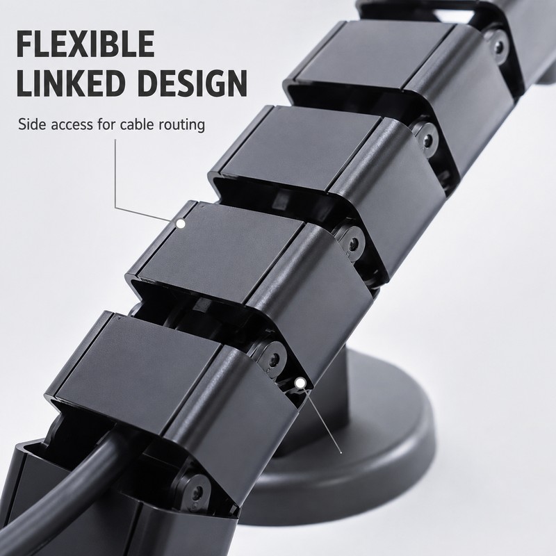 Under Desk Cable Management Spine, 31.5–59.1 in, Black White or