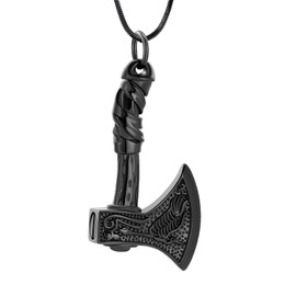 Cremation Jewelry Axe Necklace Amulet Pendant with Stainless Steel Chain Urn Necklace Pendant Keepsake Memorial Ashes