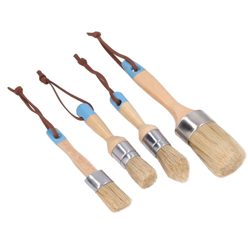 4PCS Paint Brush Bristles Wooden Handle for Furniture Tables Chairs