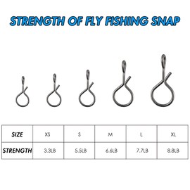 Alwonder 250-Pack/Box Fly Fishing Snap, 5 Sizes Stainless Steel Quick Change Lure Snaps No Knot Snap Quick Snap Fast Snap Lure Connector for Jigs Lures Fishing Clips Swivels Fishing Tackle