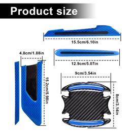 12 Pieces Reflective Car Stickers Set, Rearview Mirror Reflective Warning Stickers Car Side Reflective Stickers Car Door Handle Sticker 3D Carbon Fiber Anti Scratches Protective Films (Blue)