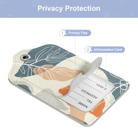 Hsxnam 4 Pack PU Leather Luggage Tags for Suitcase, Travel Cruise Luggage Tag with Privacy Flap, Name ID Label and Metal Loop for Women Men Baggage Handbag School Bag Backpack, Green Marble