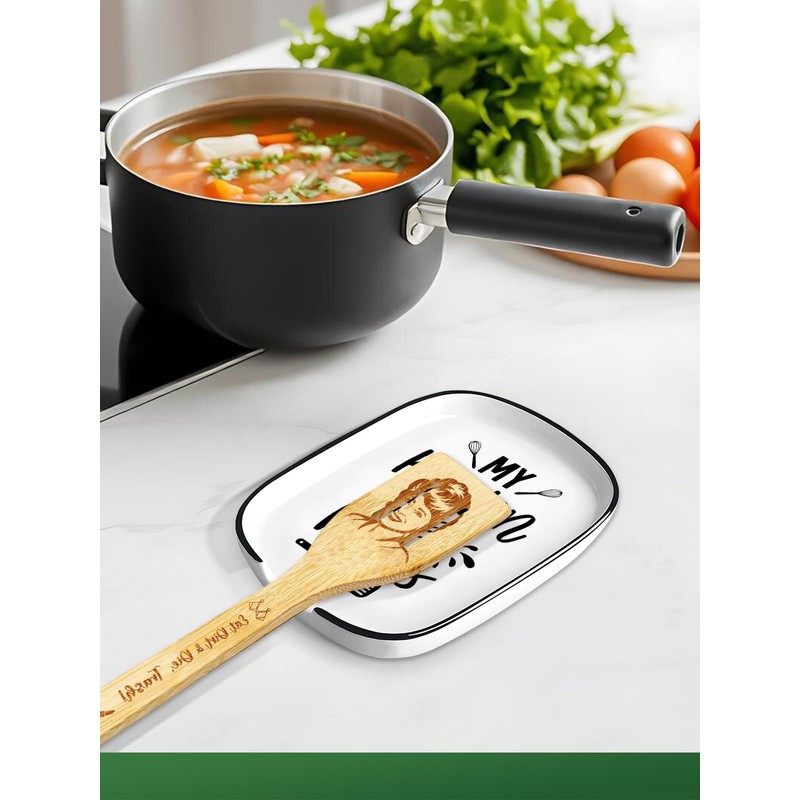 Levaukiem Funny My Kitchen My Rules Spoon Rest, Ceramic Spoon