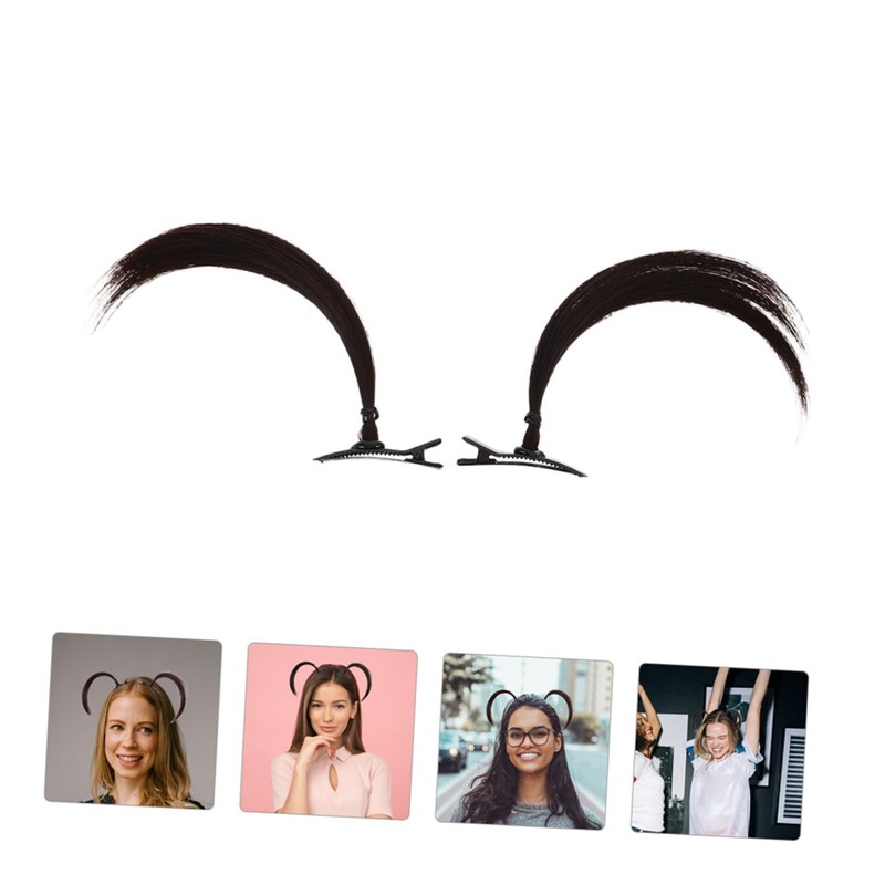 SAFIGLE 4pcs Black Hair Clips Cute Side Hair Extensions for