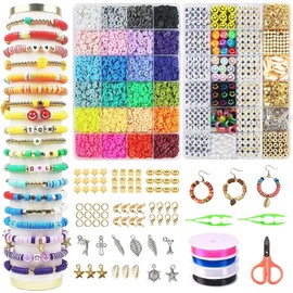Kit Para Hacer Pulseras De Abalorios Para Niñas De 7500 Piezas,Kit Artesanía Pulsera Manualidades Diy Set Para Niñas,Juguete Y Regalo Para Niña,Regalo De Vacaciones(7500)