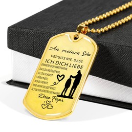 AITENME Dog Tag Necklace For My Son From Mum, Jewellery Men's Necklace Gifts, Stainless Steel
