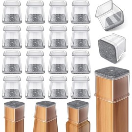 24 Piezas Protectores para Patas de sillas, Cuadrado Silicona Antideslizantes para Muebles，Protección el Suelos Duros，Almohadilla de Fieltro，Grande(Ajuste 27-40mm)