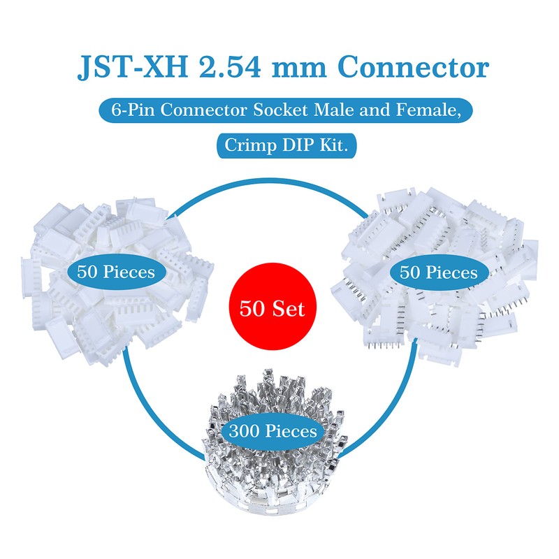 CQRobot JST XH 2.54mm Pitch 6-Pin Electronic Connectors IC Male