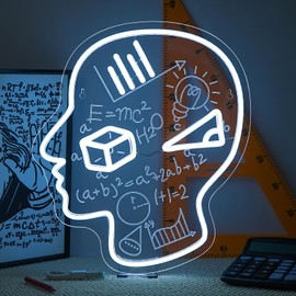 Horseneon Brain Disciplines Math Neon Sign Bright LED Wall Decoration for Classroom or Lab USB Led Light Power Adjustable Brightness Math Science Neon Signs for Students&Classroom