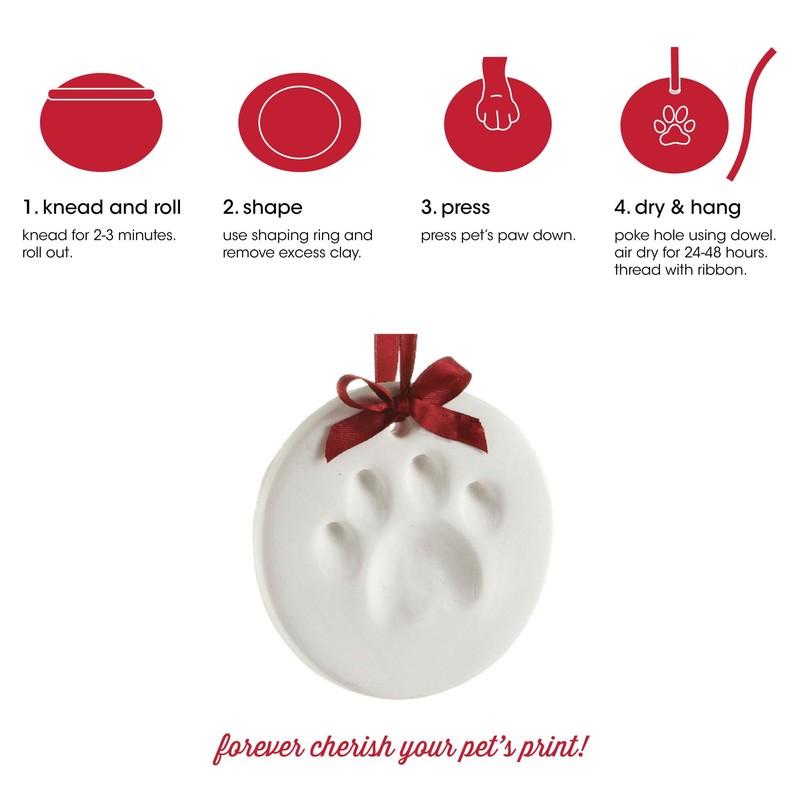 Pearhead Clay Pawprint Christmas Ornament, Pet Owner Holiday Gift, Dog