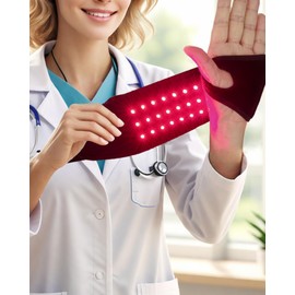 Dr.WYFOOT Red Light Therapy Wristband with Heat & Massage, Red Light Therapy Belt - 36 LED Lights, 5 Massage Levels & 3 Heat Settings, Rechargeable Portable Design(1Pce Black)