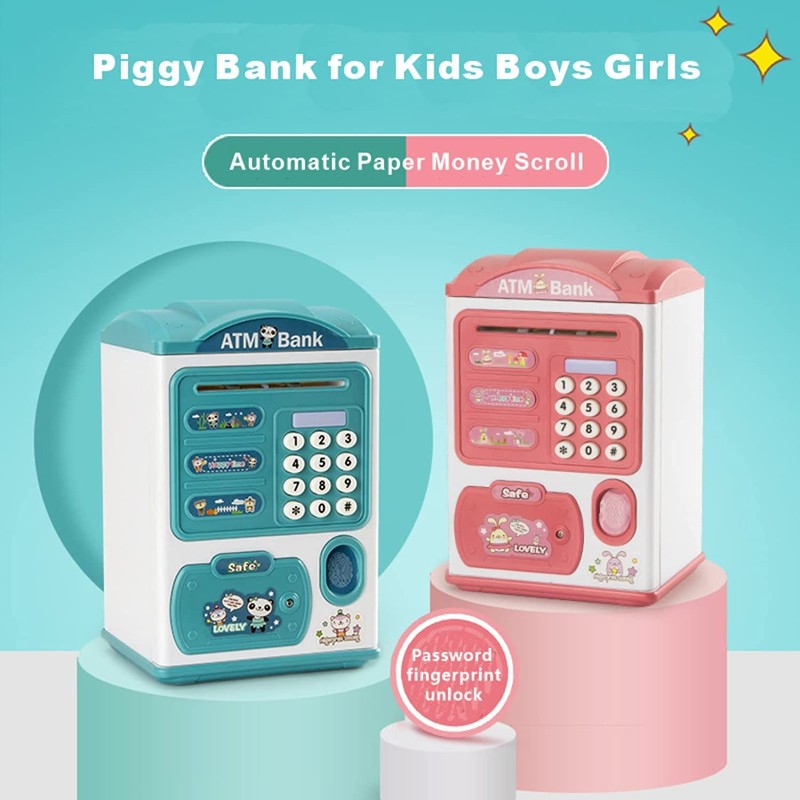 Piggy Bank Money Machine with Fingerprint& Password Code Mini ATM