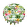 Pineapple Tablecloth Tropical Palm Leaves and Flowers Round Table Cloths