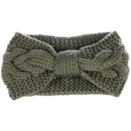 Womens Winter Boho Chic Classic Cable Bow Knotted Crochet Knitted Turban Headband Headwrap