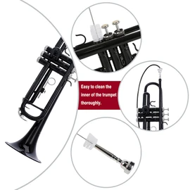 Glory Bb Trumpet - Trumpets for Beginner or Advanced Student with Case, pair of gloves-Black