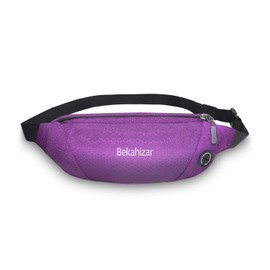 Bekahizar Waist Bag Pack Ultra Fanny Pack Travel Bum Bag Running Belt for Men Women Sport Cycling Hiking Traveling with Headphone Hole (Purple)