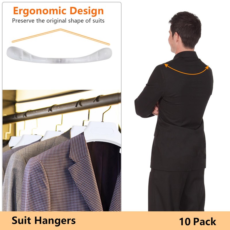 DEDU Suit Hangers for Men 10 Pack, Sweater Hangers No