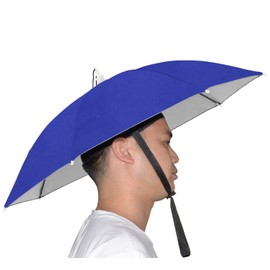 NEW-Vi Umbrella Hat Adult and Kids Folding Cap for Beach Fishing Golf Party Headwear (Blue/Silver)