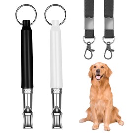 YOURKAY Dog Whistle, Two Packs Ultrasonic Dog Whistle, Dog Trainer with Adjustable Lanyard for II Recall and II Stream Control (Black+White)