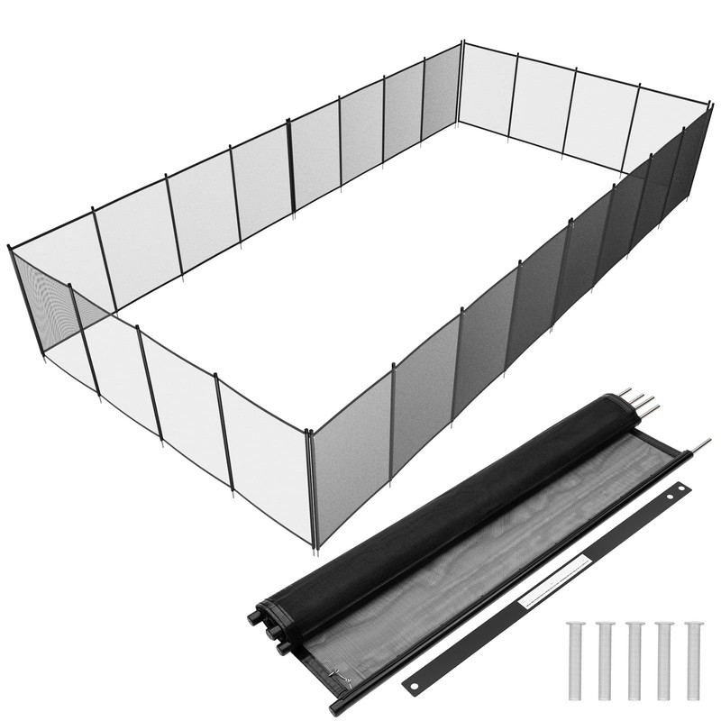 VINGLI 4Ft x 12Ft Black Pool Fence Swimming Pool Fence