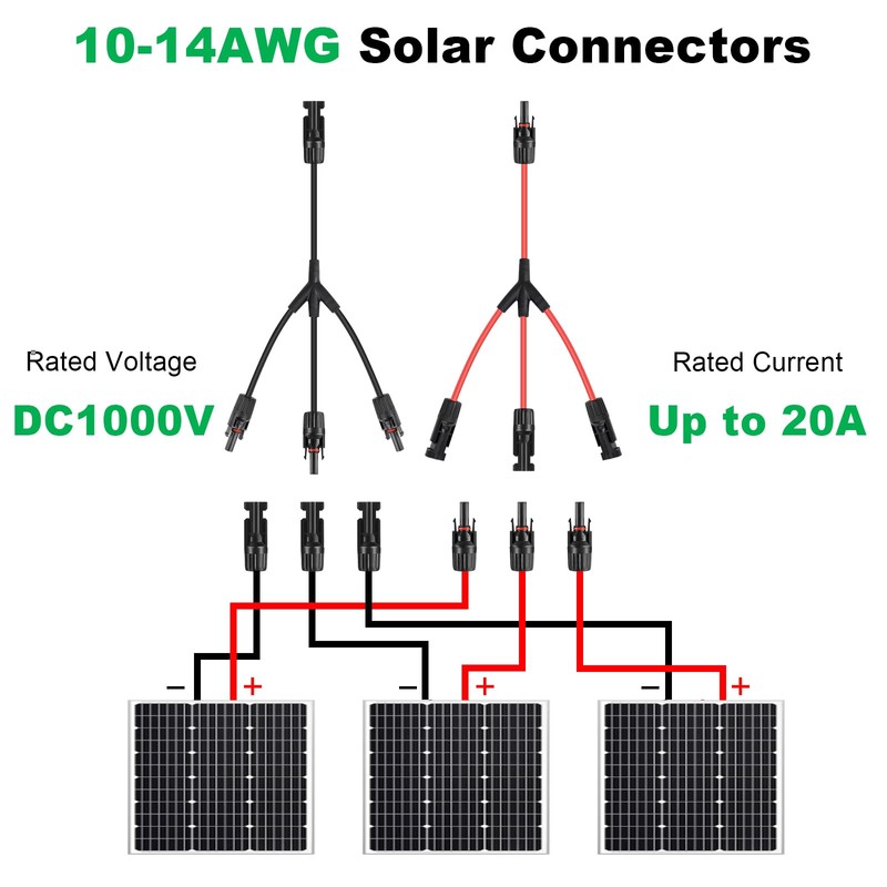 LEPITERY Solar Connectors Y Branch Parallel Adapter 30A Cable 1