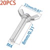 20 Pcs M4 Carbon Steel Zinc Plating Wing Butterfly Screws