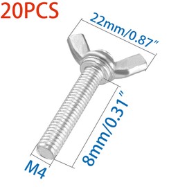 20 Pcs M4 Carbon Steel Zinc Plating Wing Butterfly Screws Bolts,Wing Bolt,Machine Fastener,Thumb Hand Screws for Electronic Equipment (Galvanized M4-0.7 x 8mm)