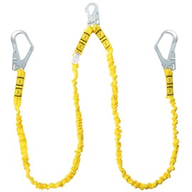 VEVOR 38mm Safety Lanyard, 6ft(1.83m) Fall Protection Lanyard with 2 Alloy Steel Snap Hooks, Retractable Safety Belt for Outdoor/Indoor Tree Climbing, 38KN Breaking Tension Lanyard, Yellow