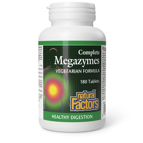 Natural Factors Complete Megazymes Digestive Enzyme 180 Tablets, Promotes Healthy
