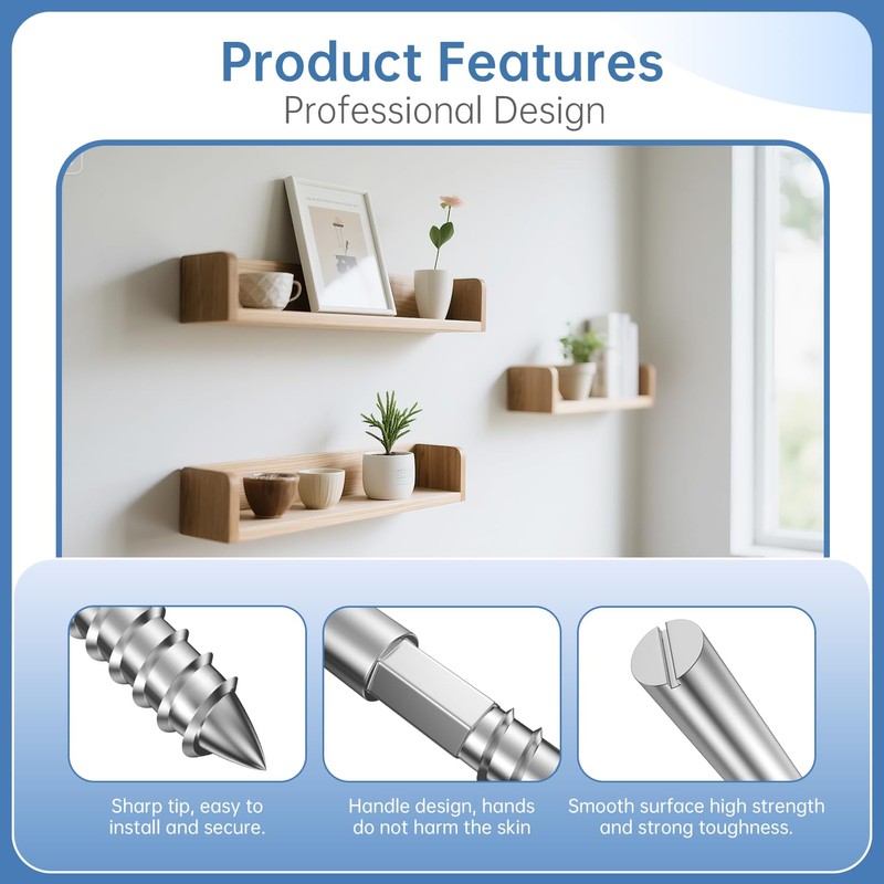 duoduolaili Floating Shelf Hidden Support Brackets (6pcs) and Installation Aid