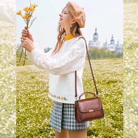 NICOLE & DORIS Women's Small Shoulder Bag, Handbags with Card Slots, Multifunctional Small Bag, Retro Shoulder Bag, Handbags, Adjustable, Removable, Caramel colour